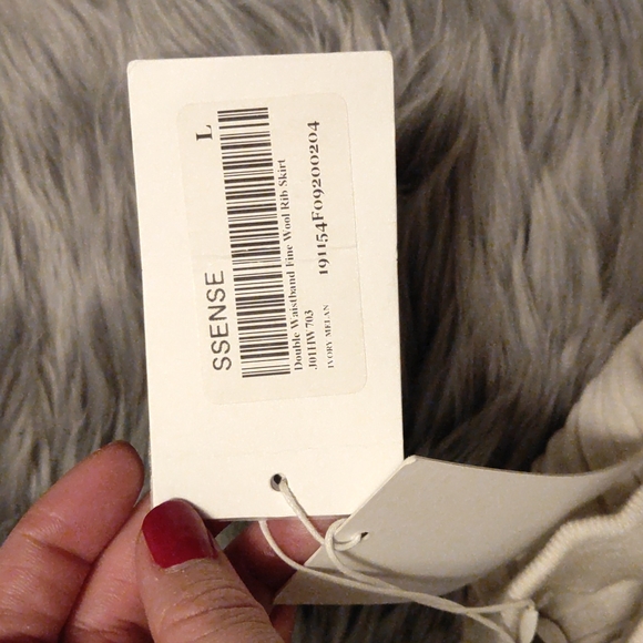 helmut lang off white double waistband fine wool rib skirt - Picture 7 of 7